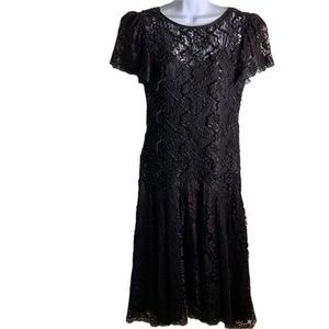 Vintage HW Collections Black Lace Cocktail Dress Size 8
